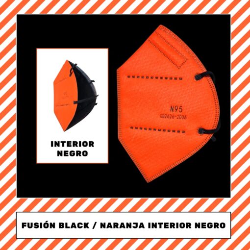 Tapabocas N95 Naranja con Negro