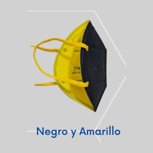 Tapabocas N95 Negro con Amarillo Kn95