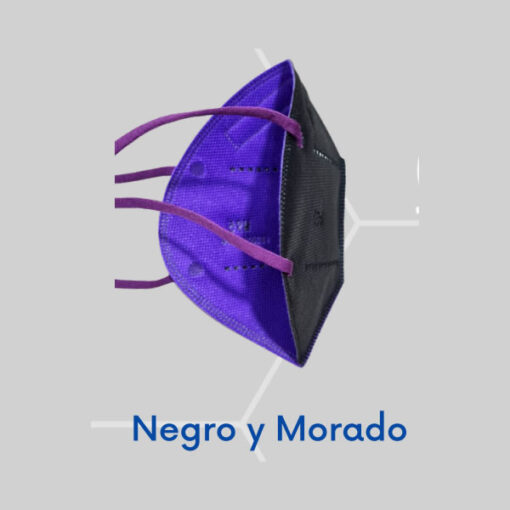 Tapabocas N95 Negro con Morado KN95