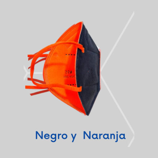 Tapabocas N95 Negro con Naranja KN95