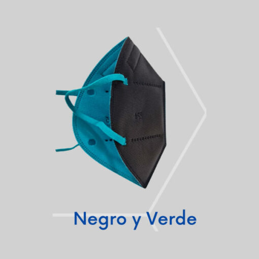Tapabocas N95 Negro con Verde KN95