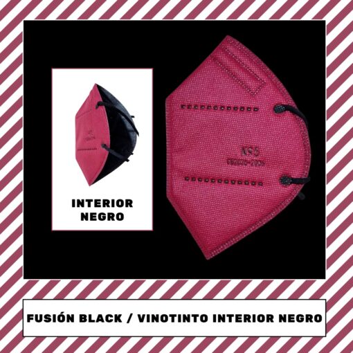 Tapabocas N95 Vinotinto con Negro
