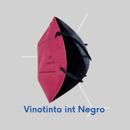 Tapabocas N95 Vinotinto interior Negro KN95