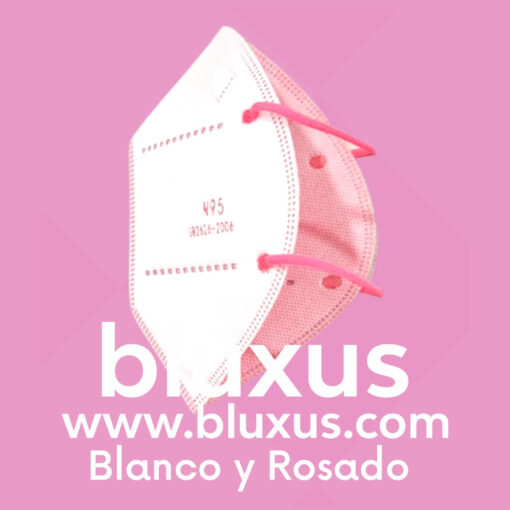 Tapabocas N95 de color blanco y rosado