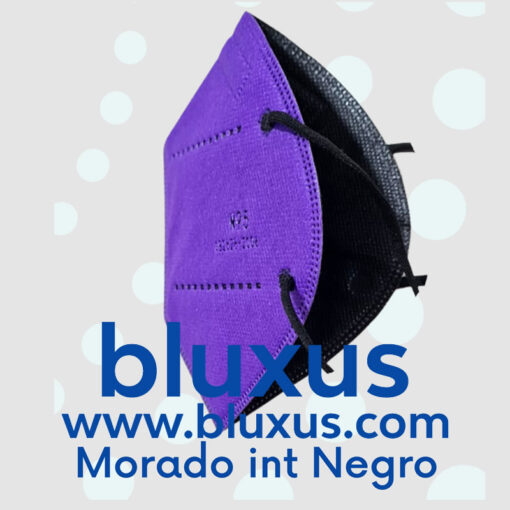 Tapabocas N95 de color morado interior negro