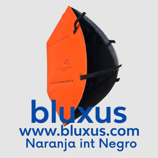 Tapabocas N95 de color naranja interior negro