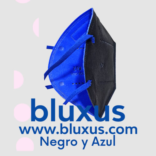 Tapabocas N95 de color negro y azul