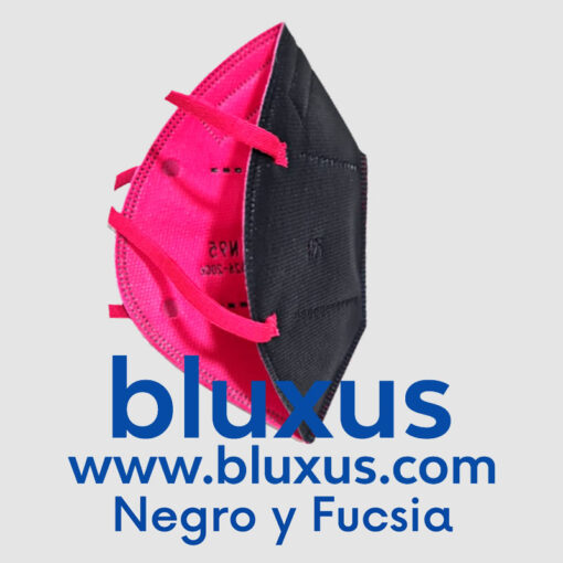 Tapabocas N95 de color negro y fucsia