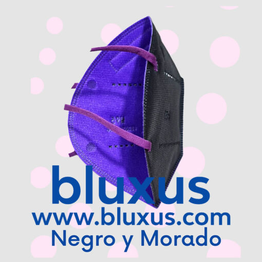 Tapabocas N95 de color negro y morado