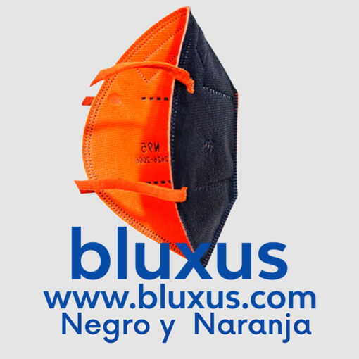Tapabocas N95 de color negro y naranja