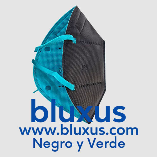 Tapabocas N95 de color negro y verde