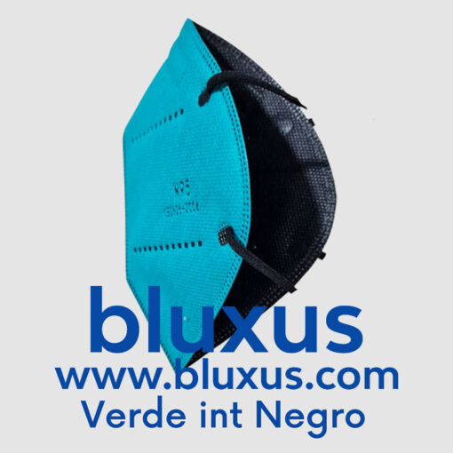 Tapabocas N95 de color verde interior negro