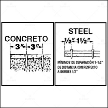 pistola de fijacion ramset Nunca fije un sujetador demasiado cerca de otro sujetador o de un borde libre