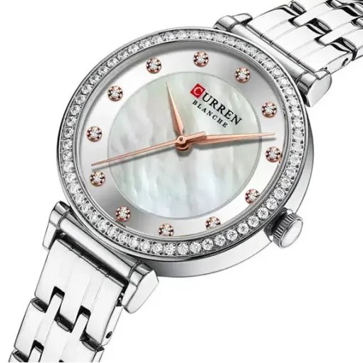 Elegante Reloj Plateado para Mujer Curren 9087