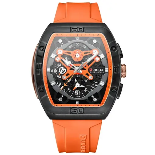 Frente del Reloj Curren 8443 Color Naranja con Cronografo