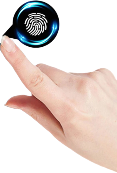 Dedo usando cerradura inteligente biometrica