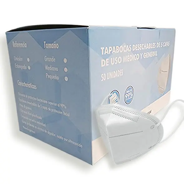 Tapabocas N95 con registro INVIMA en Colombia, caja de 25 unidades con empaque individual.