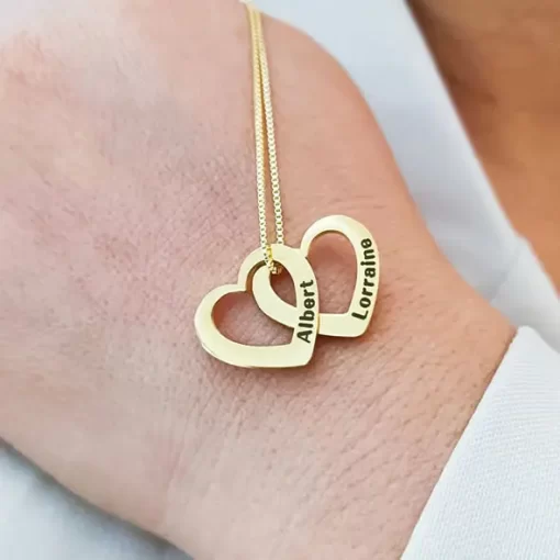 Collar Personalizado en forma de Corazon con Nombre Albert y Lorraine