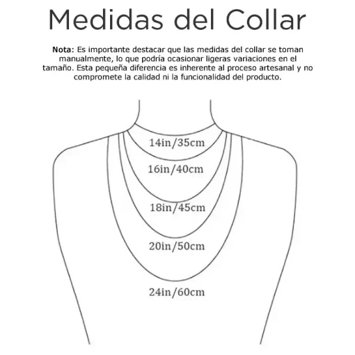 Medidas Collar Personalizado para dos nombres