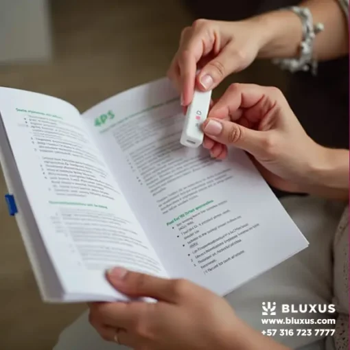 Persona aplicando una muestra en el HIV Self-Test siguiendo las instrucciones.