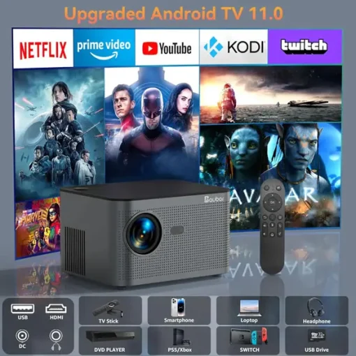 Video Beam Proyector Aubor Android 11 Comando Por Voz 6
