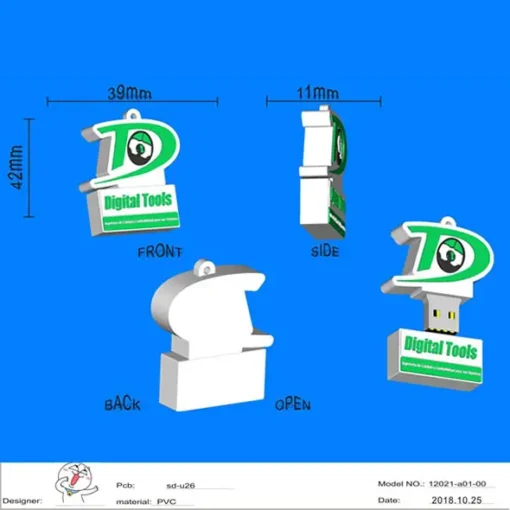 Modelado 3D para la Fabricacion de Memorias USB con logo para la Empresa Digital Tools