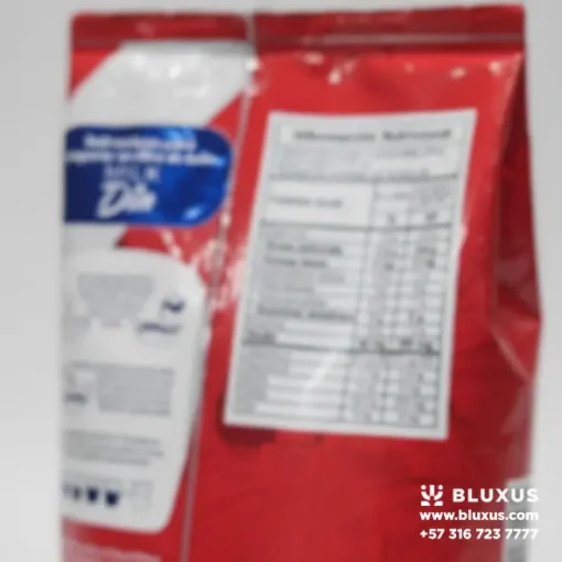 Detalle del rotulado y tabla nutricional de la Leche en Polvo Milk Dia, garantizando el cumplimiento de la normativa técnica y sanitaria.