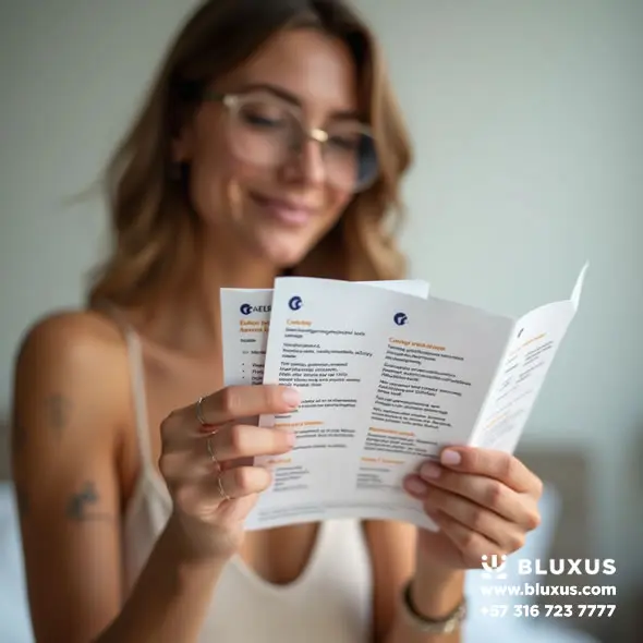 Persona revisando el inserto sobre cómo usar la prueba rápida de dengue