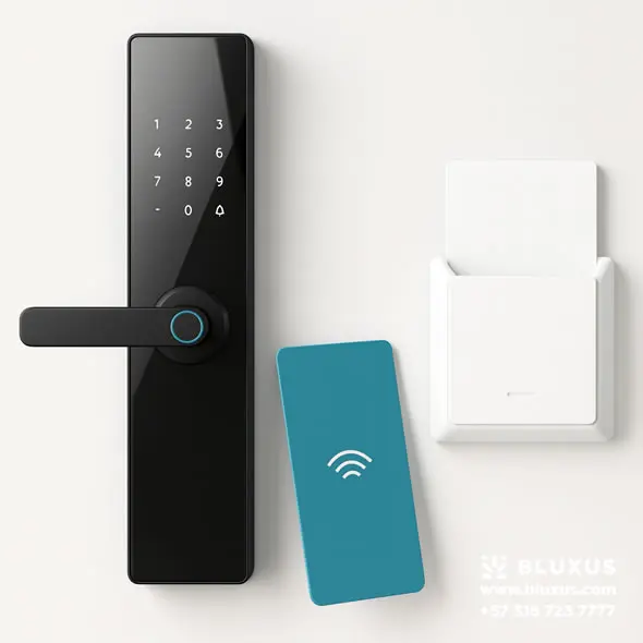 Cerraduras Inteligentes para Airbnb en Colombia Check-in Autónomo 24/7 15 Sistema de ahorro de energía para alojamientos en Colombia: Conjunto de acceso RFID y control maestro de energía para alojamientos, estilo estudio.