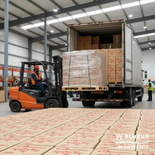 Gran camión siendo cargado con un pedido mayorista de más de 540 cajas de Espuma Twister, destacando el volumen de la operación en Mosquera.