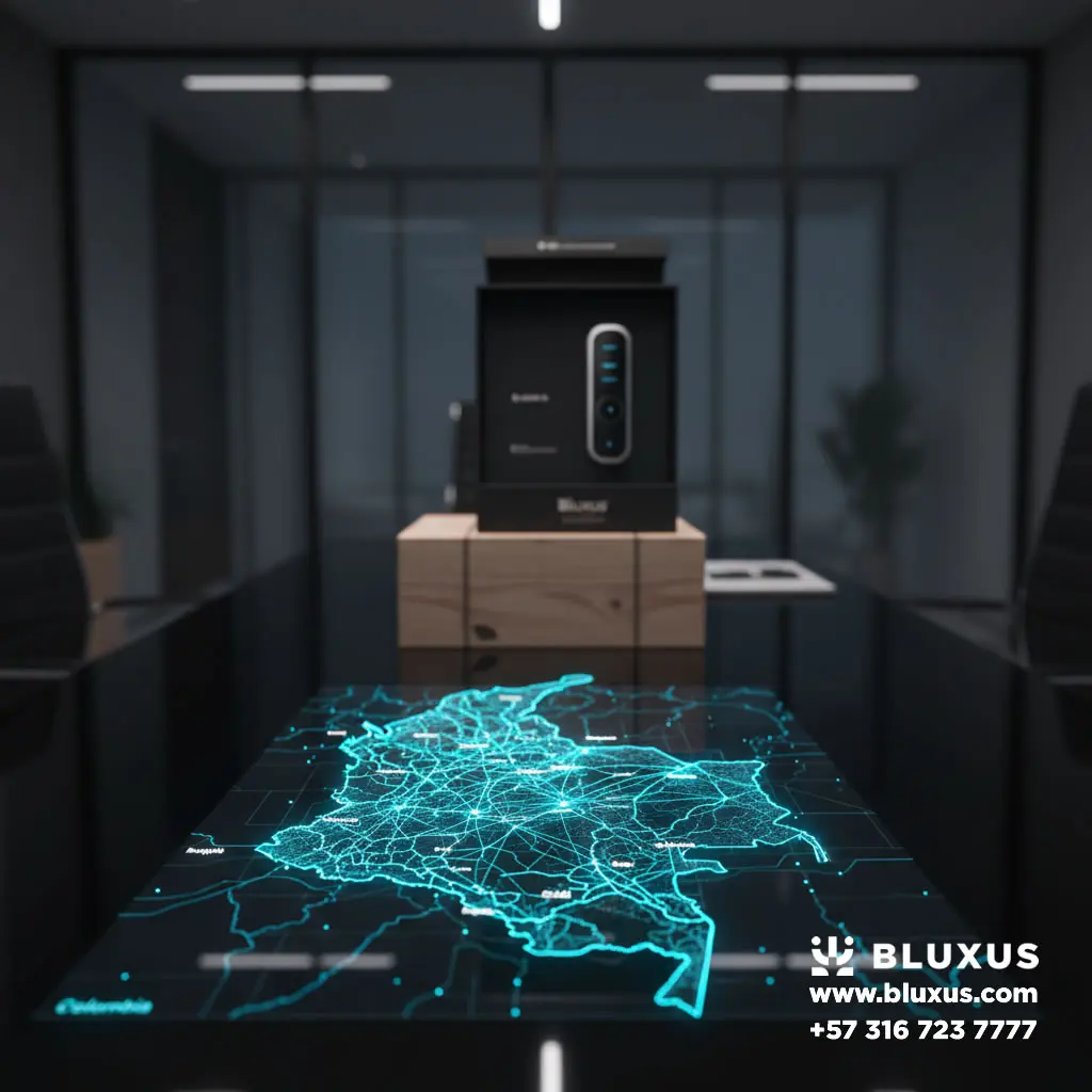 Red de cobertura nacional de Bluxus para venta e instalación de cerraduras inteligentes en Colombia.