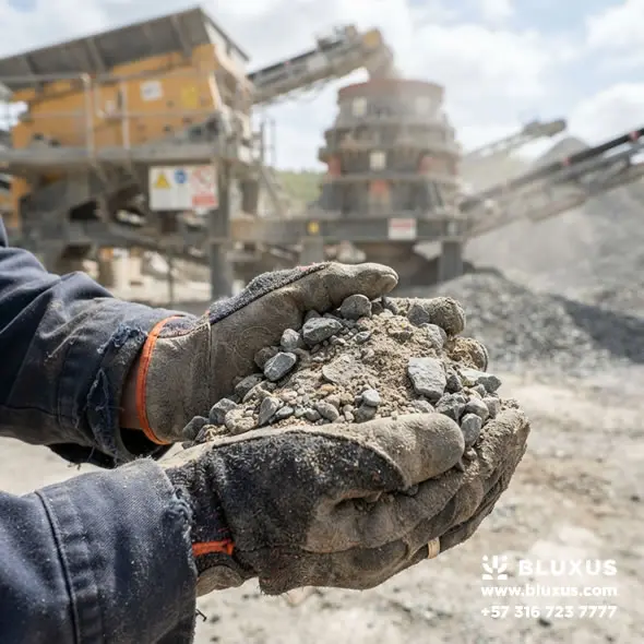 Trituradora de Grava, Arena y Asfalto | Venta Colombia 4 Especialista técnico evaluando la granulometría de la grava producida por una trituradora de impacto.