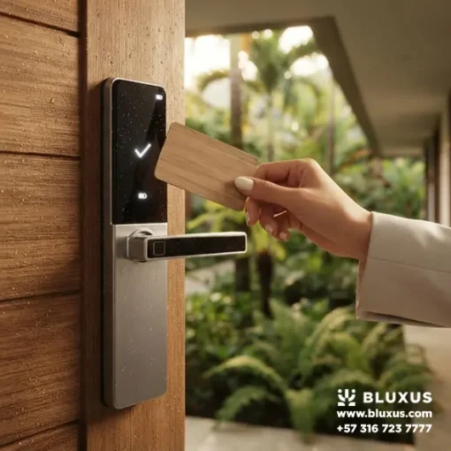 cerradura hotelera ip65 bch006 e, cerradura bch006 e, cerradura con tarjeta para hotel ip65, chapa hotelera acero inoxidable, cerradura tthotel exterior, bluxus